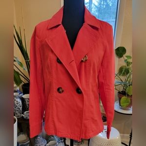 Old Navy Red Cotton Canvas Pea Coat